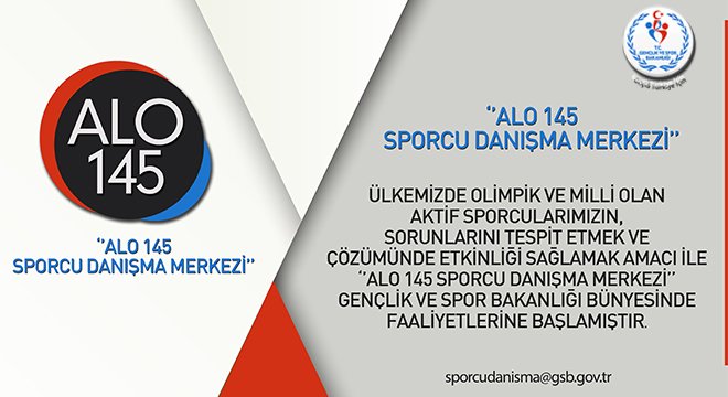 ALO 145 Sporcu Danışma Merkezi hattı hizmete girdi