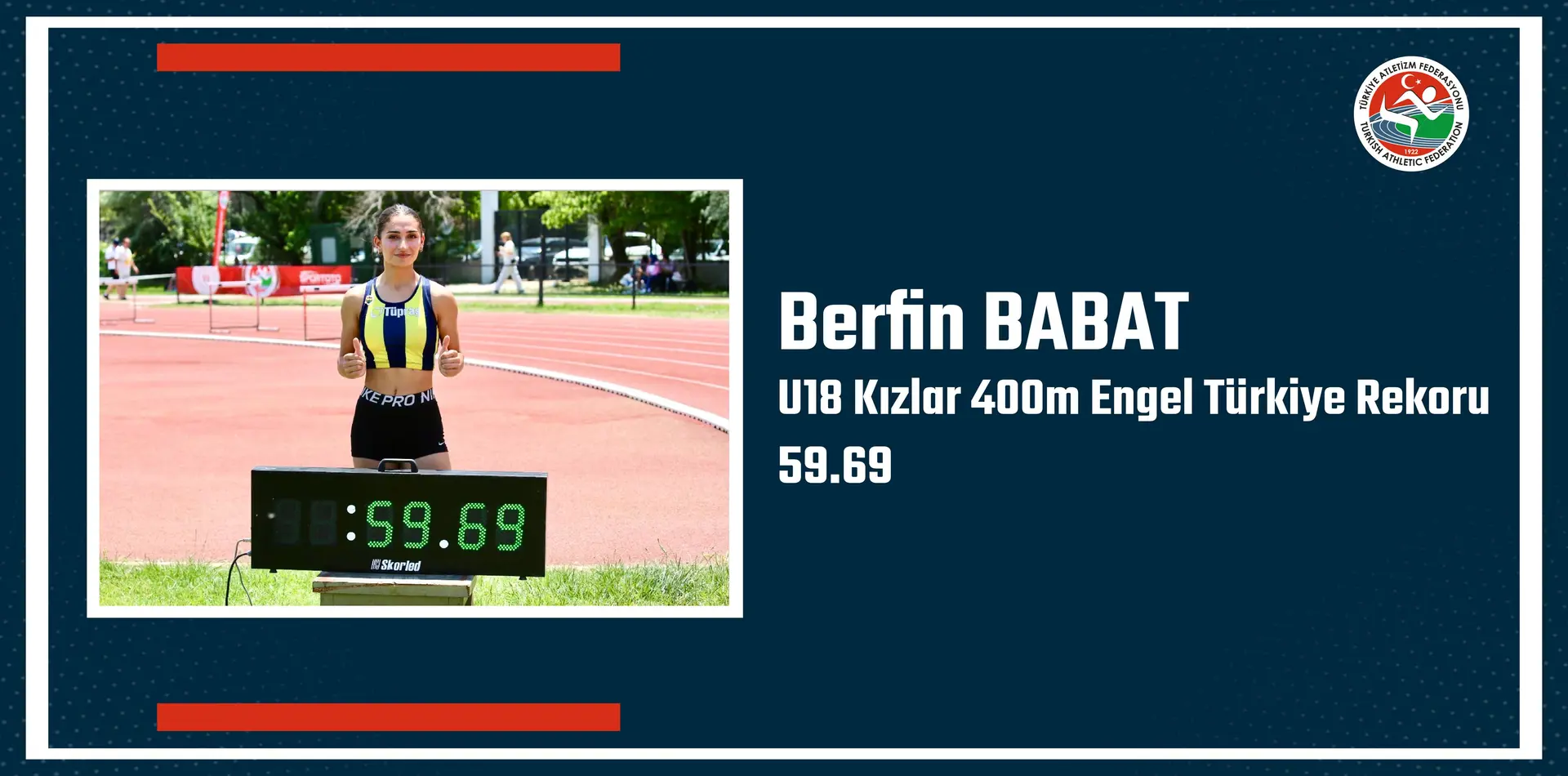 Berfin Babat'tan U18 400m Engel Türkiye Rekoru